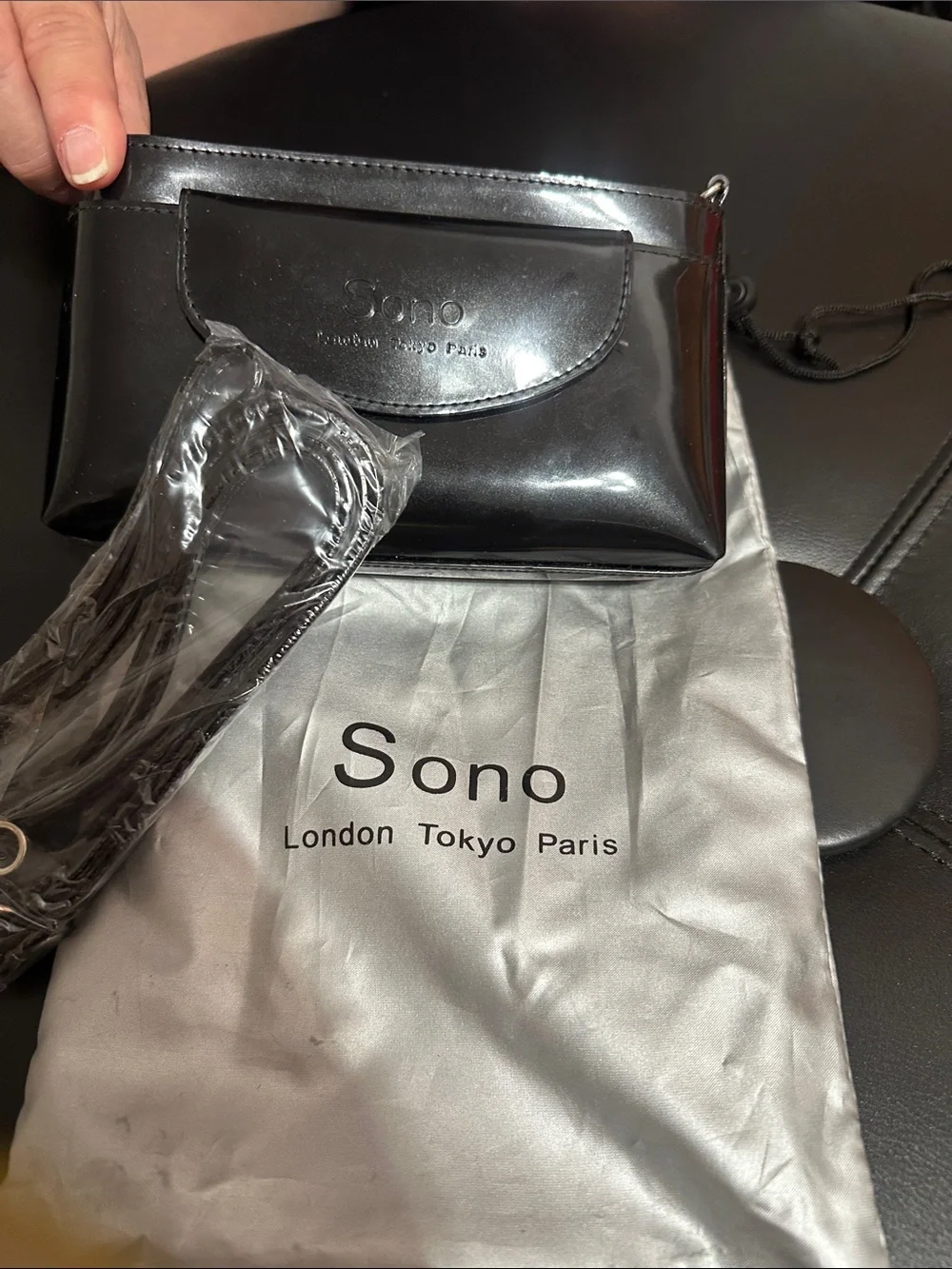 Sono Black Patent Wristlet Wallet